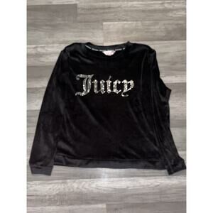 Juicy Couture Black Velour Tracksuit Shirt Spell Out Y2K Size L